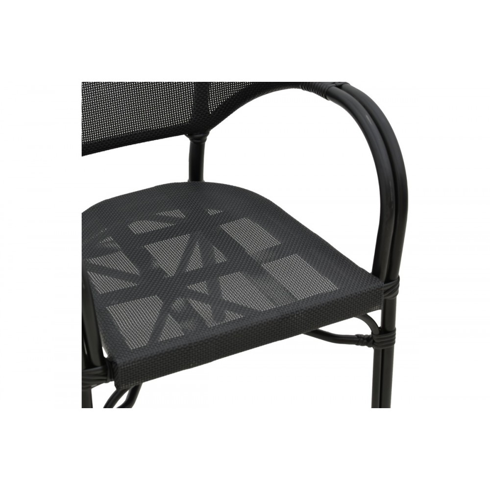 Πολυθρόνα κήπου "ELYZA" από αλουμίνιο/textilene σε μαύρο χρώμα 57x62x84