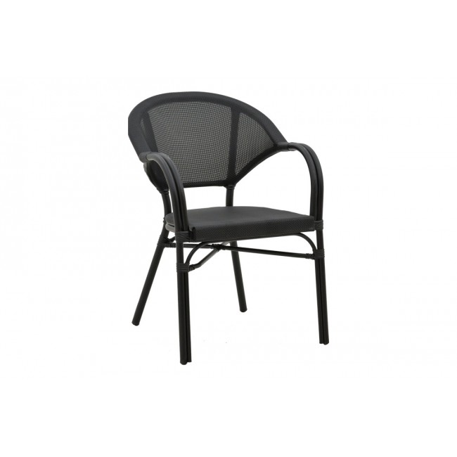 Πολυθρόνα κήπου "ELYZA" από αλουμίνιο/textilene σε μαύρο χρώμα 57x62x84