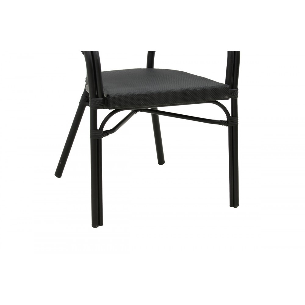 Πολυθρόνα κήπου "ELYZA" από αλουμίνιο/textilene σε μαύρο χρώμα 57x62x84