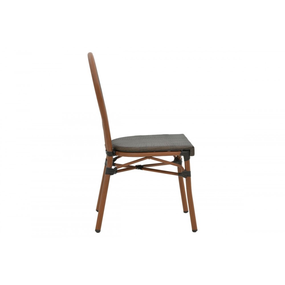 Καρέκλα κήπου "NACIA" από αλουμίνιο/textilene σε καρυδί/γκρι χρώμα 45x59x85