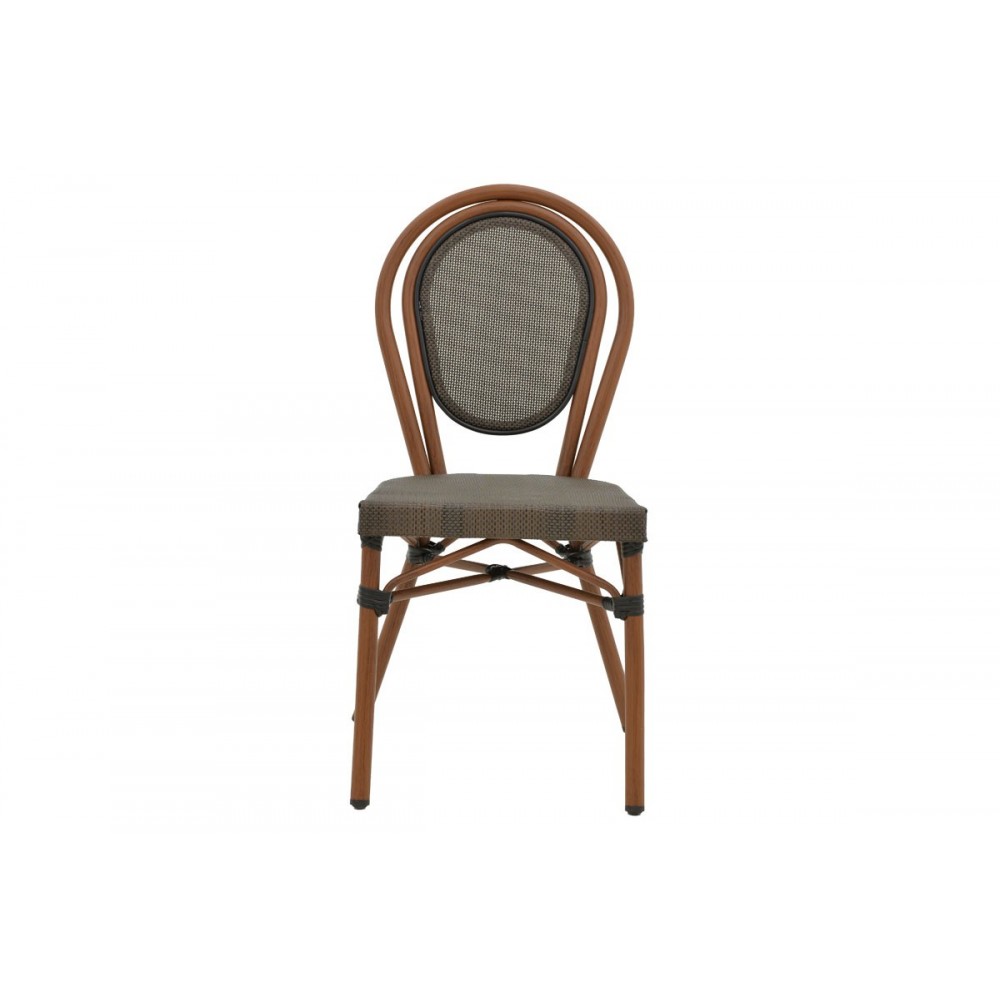 Καρέκλα κήπου "NACIA" από αλουμίνιο/textilene σε καρυδί/γκρι χρώμα 45x59x85