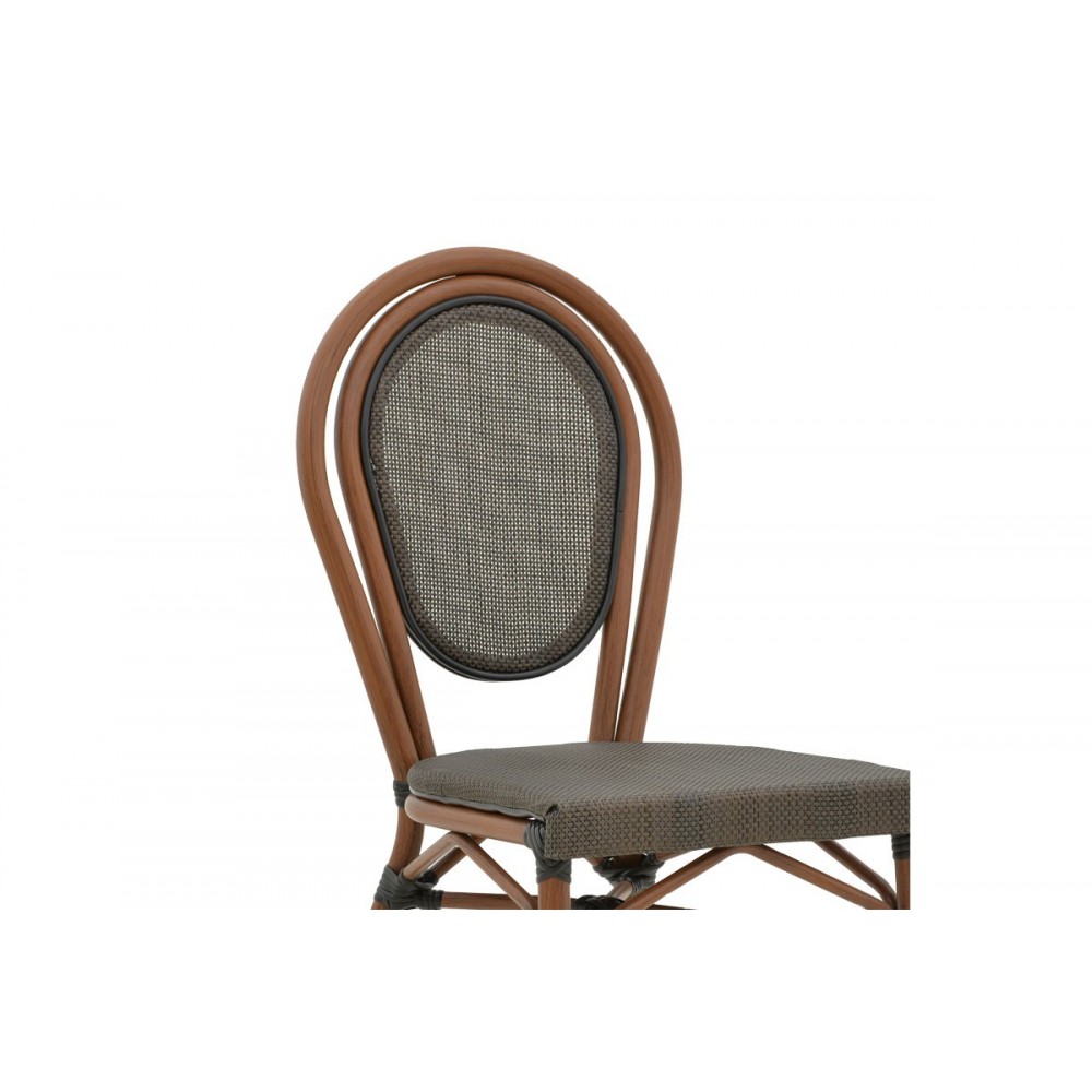 Καρέκλα κήπου "NACIA" από αλουμίνιο/textilene σε καρυδί/γκρι χρώμα 45x59x85