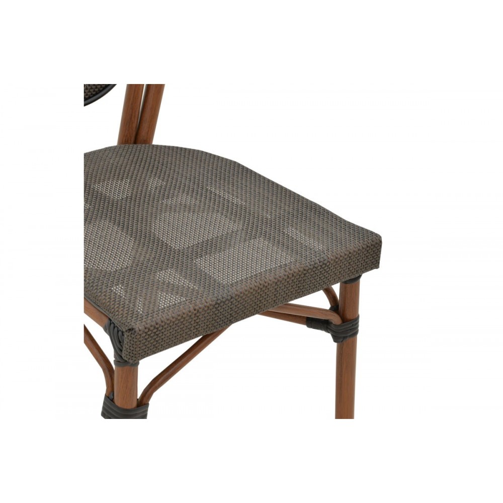 Καρέκλα κήπου "NACIA" από αλουμίνιο/textilene σε καρυδί/γκρι χρώμα 45x59x85