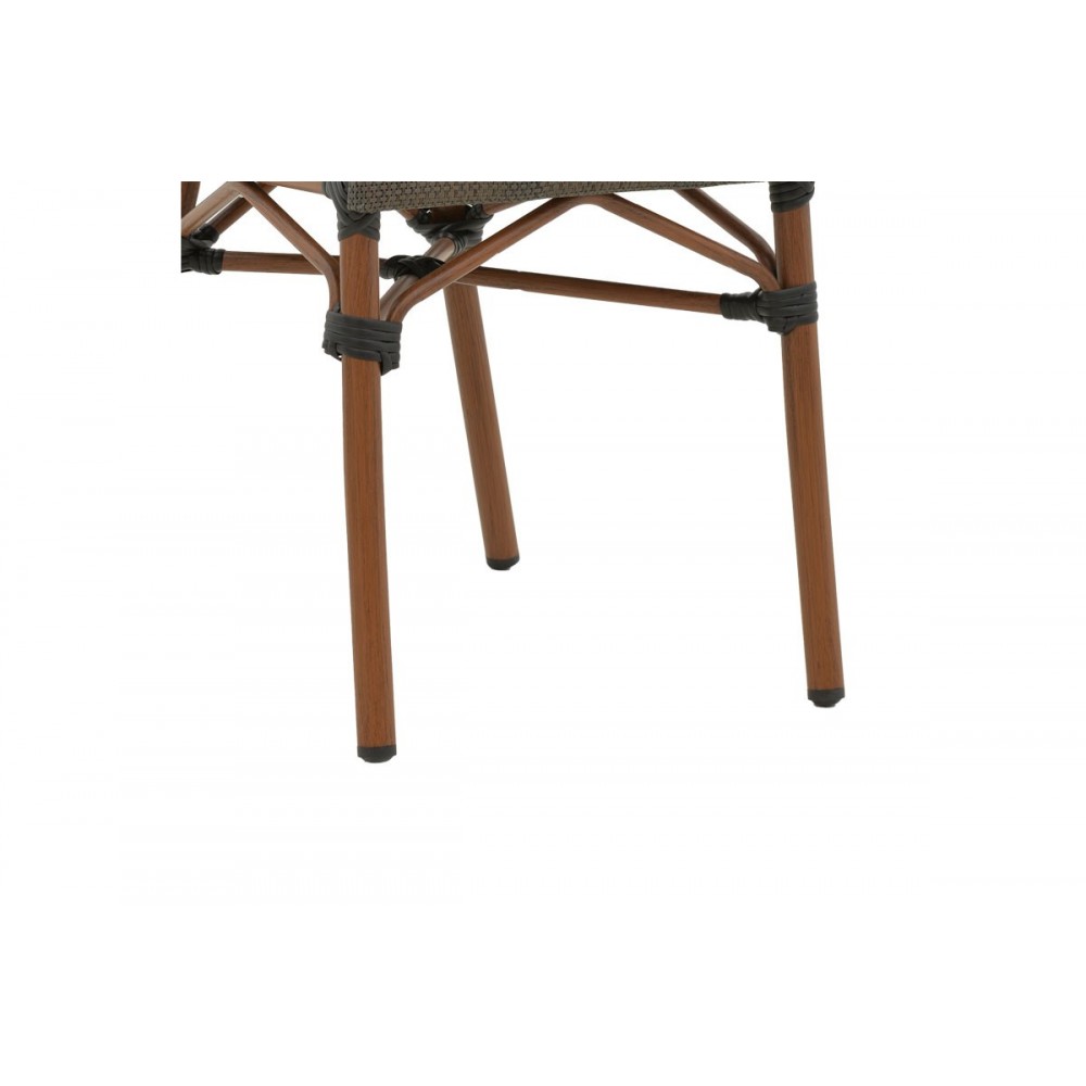 Καρέκλα κήπου "NACIA" από αλουμίνιο/textilene σε καρυδί/γκρι χρώμα 45x59x85