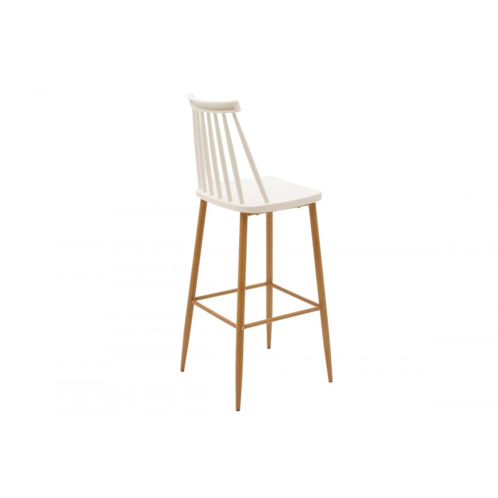 Σκαμπό μπαρ ''AURORA'' από PP σε λευκό/φυσικό χρώμα 42x47x109