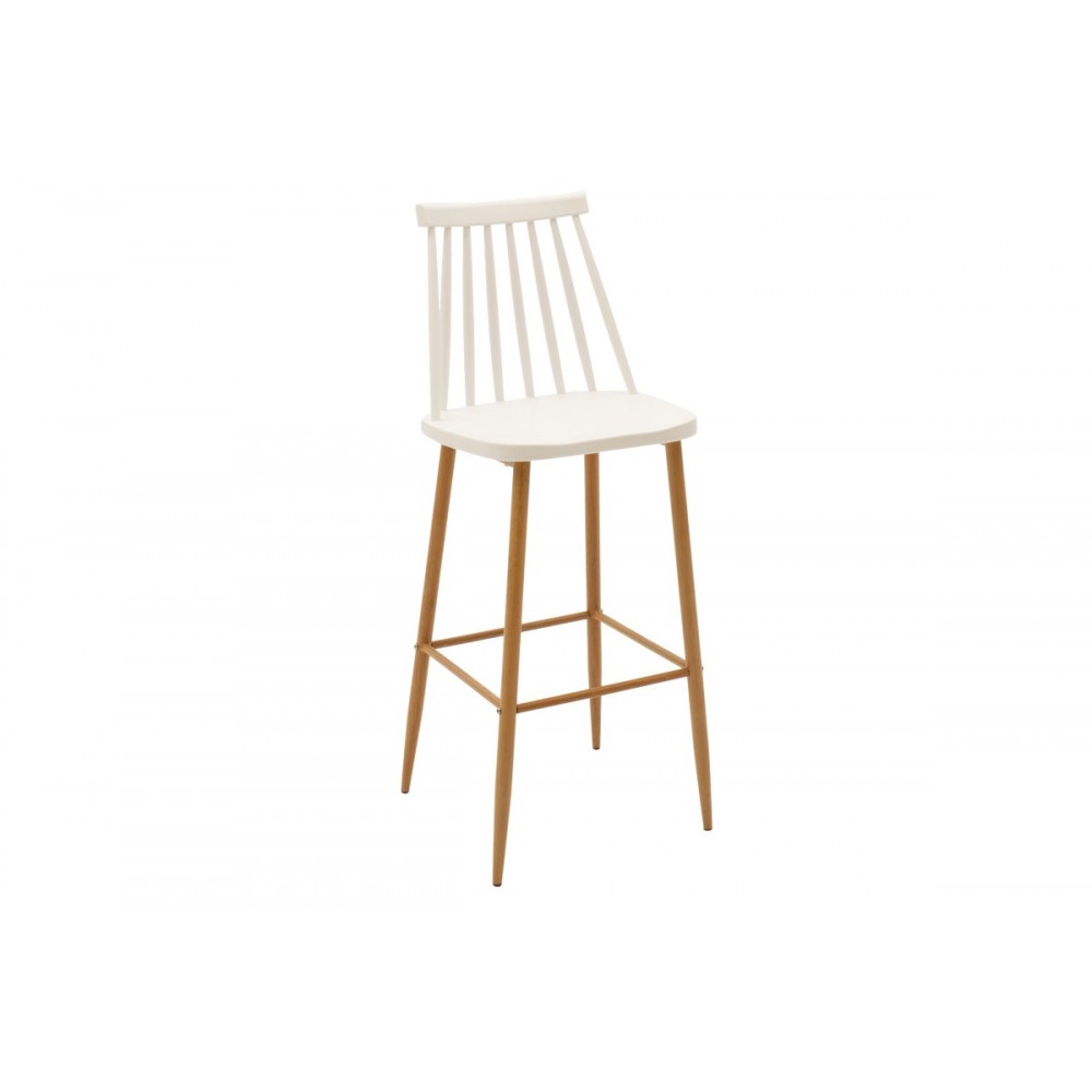 Σκαμπό μπαρ ''AURORA'' από PP σε λευκό/φυσικό χρώμα 42x47x109