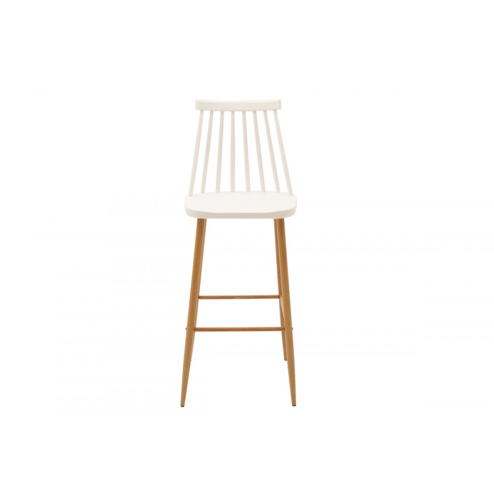 Σκαμπό μπαρ ''AURORA'' από PP σε λευκό/φυσικό χρώμα 42x47x109