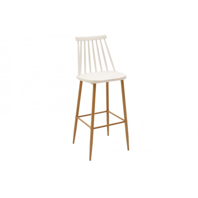 Σκαμπό μπαρ ''AURORA'' από PP σε λευκό/φυσικό χρώμα 42x47x109