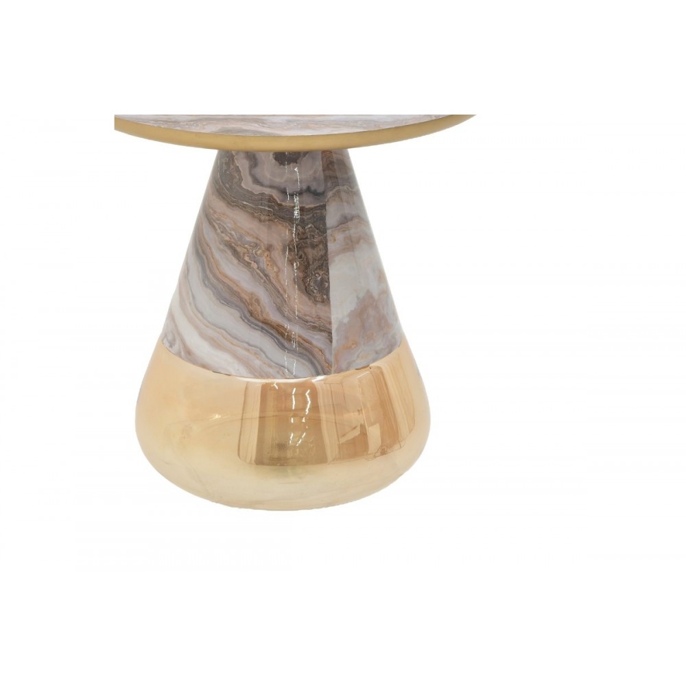 Βοηθητικό τραπεζάκι "BOUNDAR" από μέταλλο/γυαλί σε γκρι/χρυσό χρώμα Φ50x49