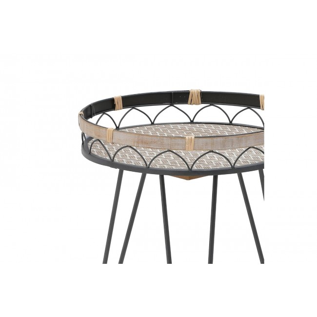 Τραπεζάκι σαλονιού βοηθητικό "ERZMO" από μέταλλο/ξύλο σε φυσικό/μαύρο χρώμα Φ40x56