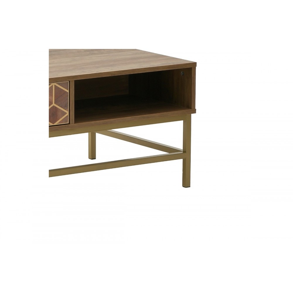 Τραπέζι σαλονιού "BRILO" από ξύλο σε καφέ/χρυσό χρώμα 101x59x43