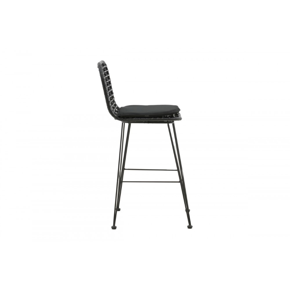 Σκαμπό μπαρ κήπου "NAOKI" από μέταλλο/pe rattan σε μαύρο χρώμα 45x51x107