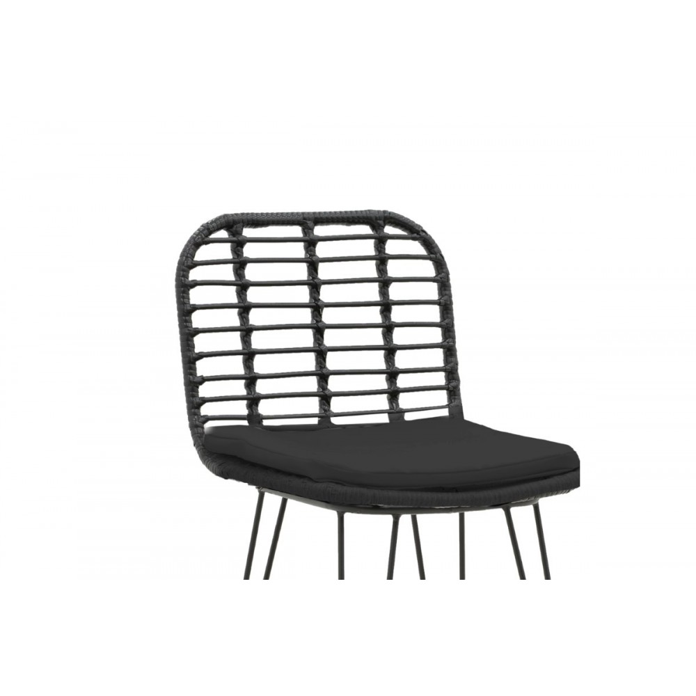 Σκαμπό μπαρ κήπου "NAOKI" από μέταλλο/pe rattan σε μαύρο χρώμα 45x51x107