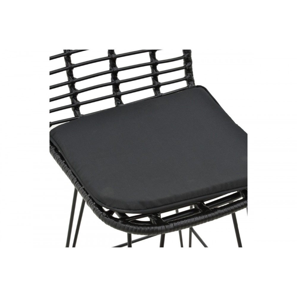 Σκαμπό μπαρ κήπου "NAOKI" από μέταλλο/pe rattan σε μαύρο χρώμα 45x51x107