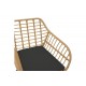 Πολυθρόνα κήπου "NAOKI" από μέταλλο/pe rattan σε φυσικό/μαύρο χρώμα 55x58x79