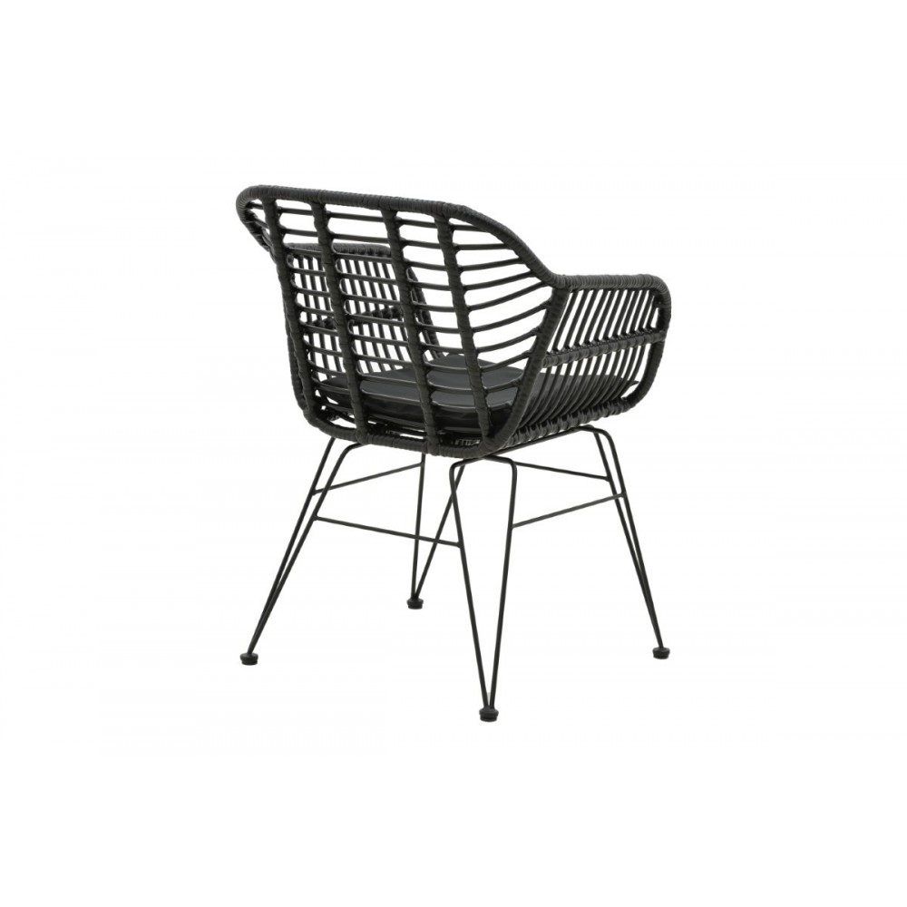 Πολυθρόνα κήπου "NAOKI" από μέταλλο/pe rattan σε μαύρο χρώμα 55x58x79