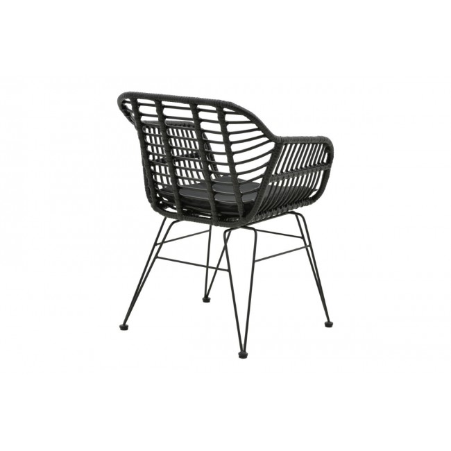 Πολυθρόνα κήπου "NAOKI" από μέταλλο/pe rattan σε μαύρο χρώμα 55x58x79