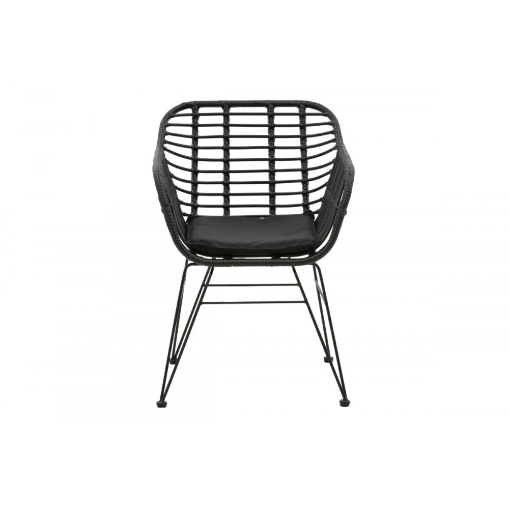 Πολυθρόνα κήπου "NAOKI" από μέταλλο/pe rattan σε μαύρο χρώμα 55x58x79