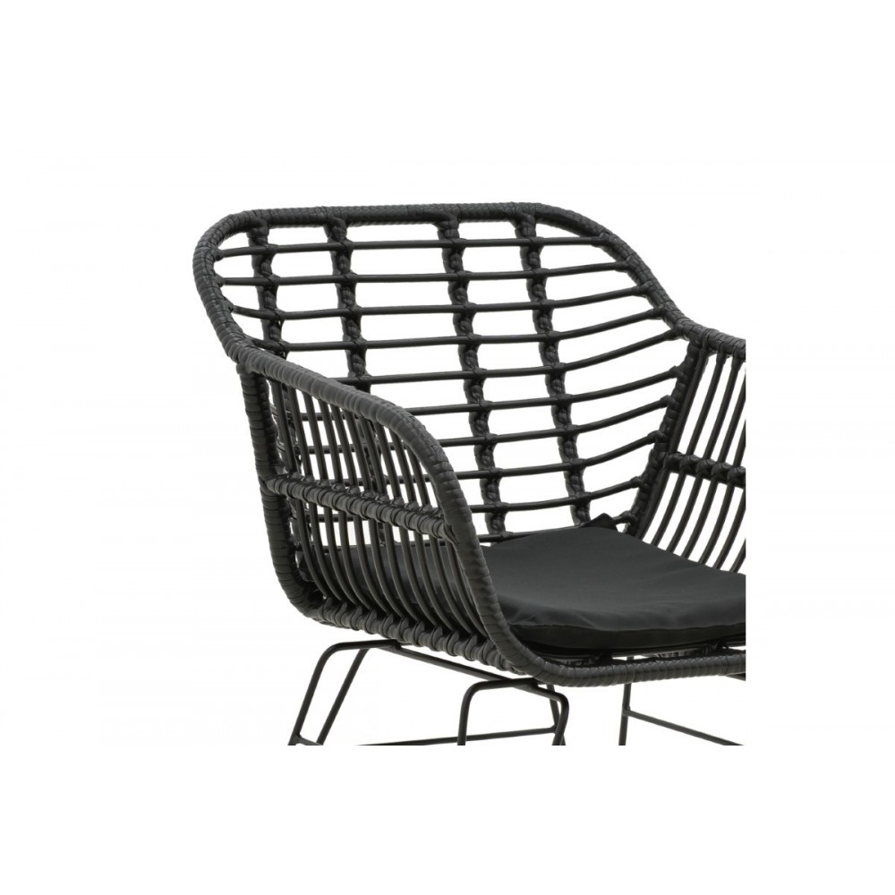 Πολυθρόνα κήπου "NAOKI" από μέταλλο/pe rattan σε μαύρο χρώμα 55x58x79