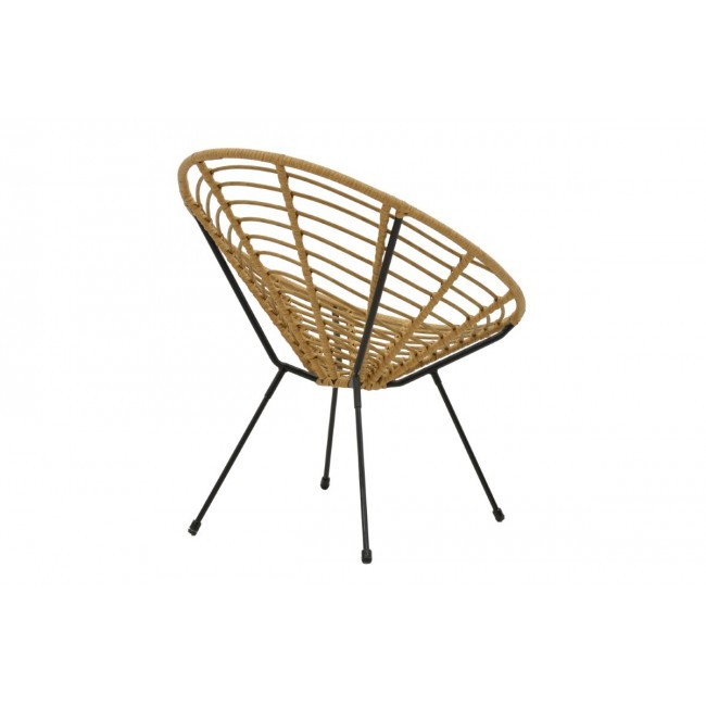 Πολυθρόνα κήπου "NAOKI" από μέταλλο/pe rattan σε φυσικό/μαύρο χρώμα 78x74x84