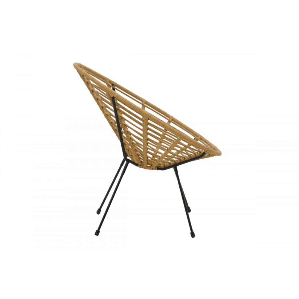 Πολυθρόνα κήπου "NAOKI" από μέταλλο/pe rattan σε φυσικό/μαύρο χρώμα 78x74x84