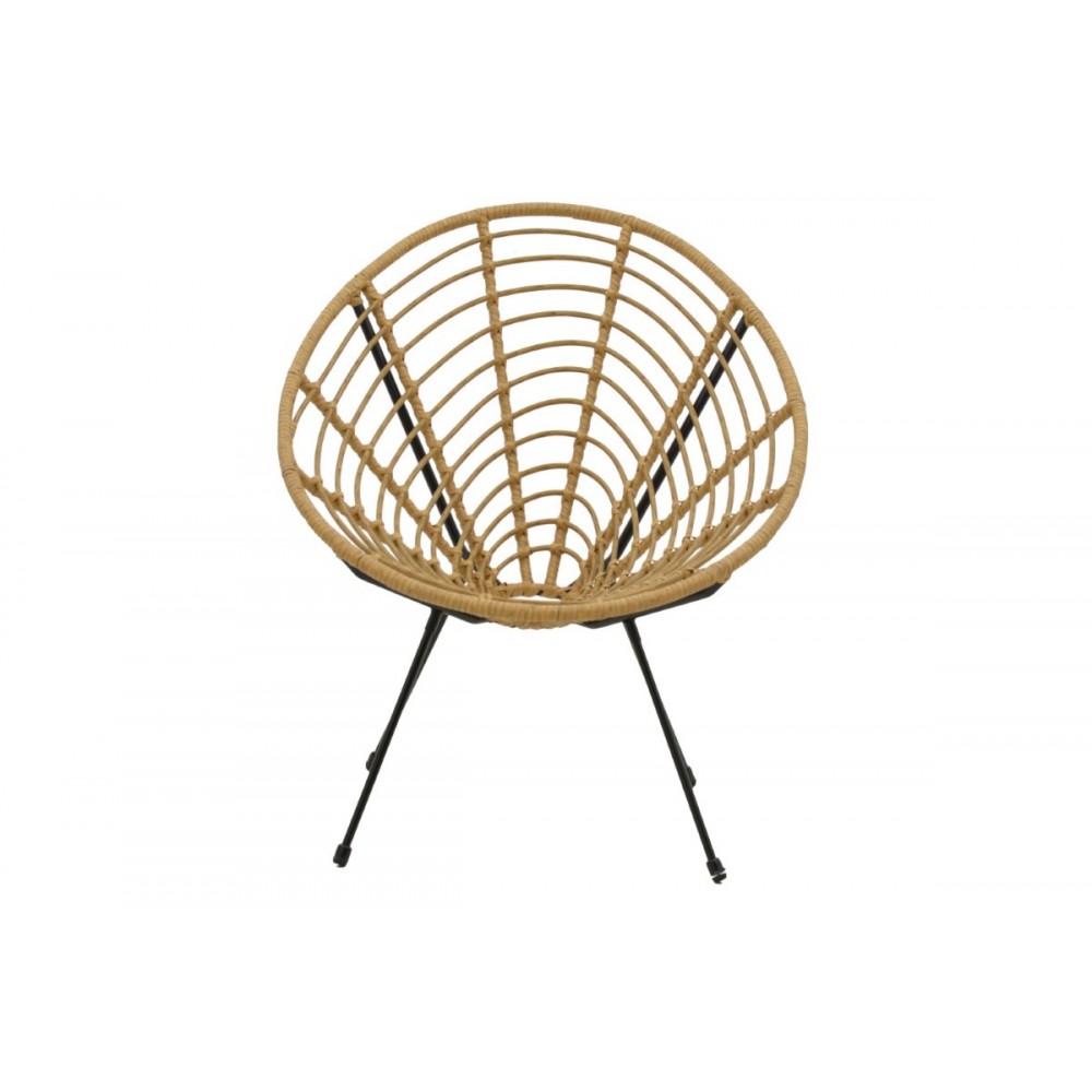 Πολυθρόνα κήπου "NAOKI" από μέταλλο/pe rattan σε φυσικό/μαύρο χρώμα 78x74x84