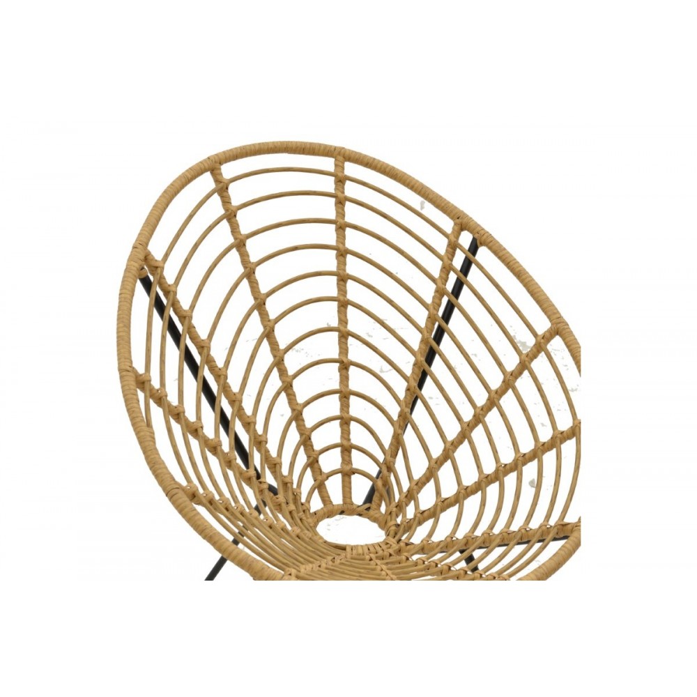 Πολυθρόνα κήπου "NAOKI" από μέταλλο/pe rattan σε φυσικό/μαύρο χρώμα 78x74x84