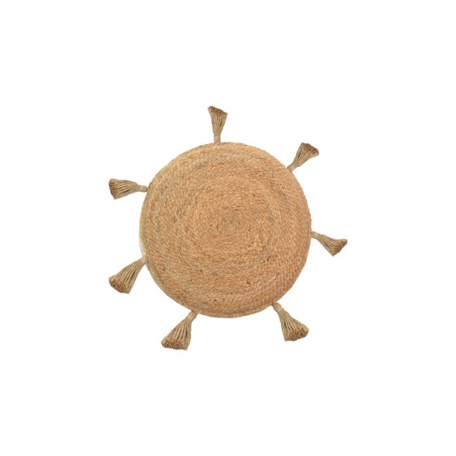 Πουφ "ELEFON" από ύφασμα σε φυσικό/εκρού χρώμα Φ40x7.5