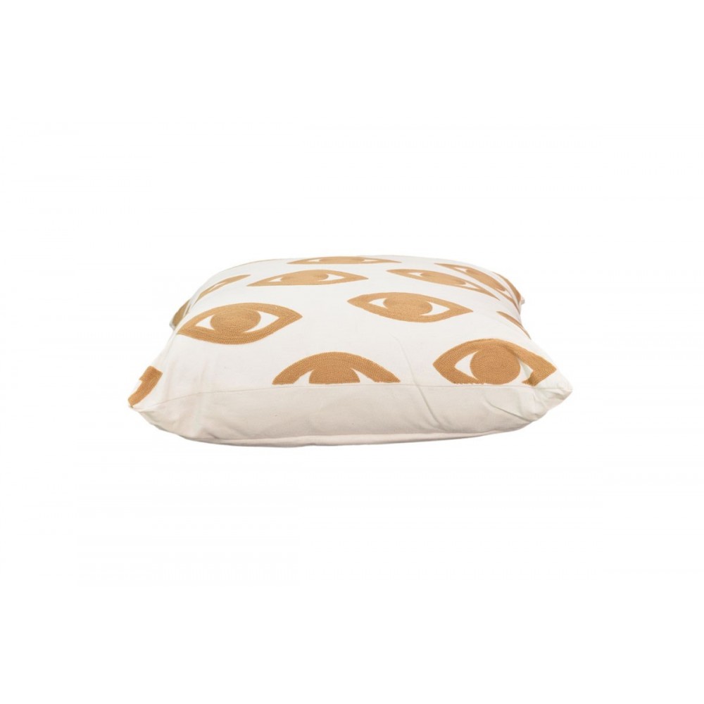 Μαξιλάρι "EYES" από ύφασμα σε φυσικό/λευκό χρώμα 60x60x2.5