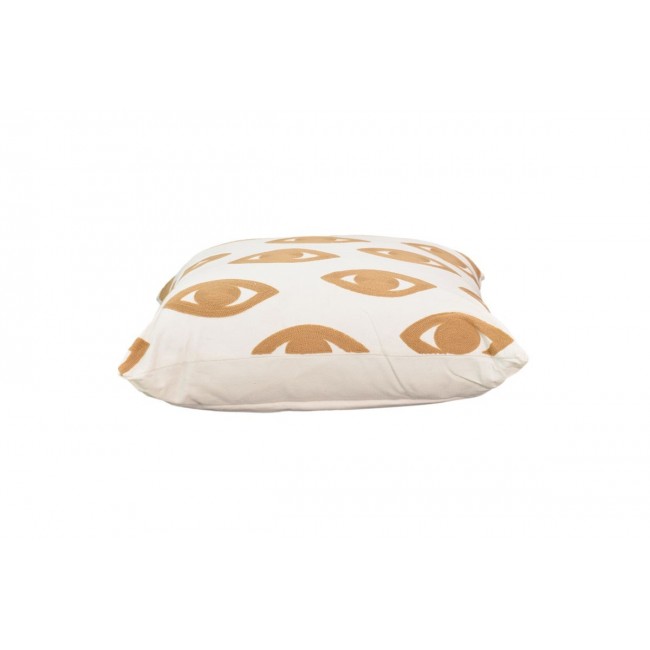 Μαξιλάρι "EYES" από ύφασμα σε φυσικό/λευκό χρώμα 60x60x2.5