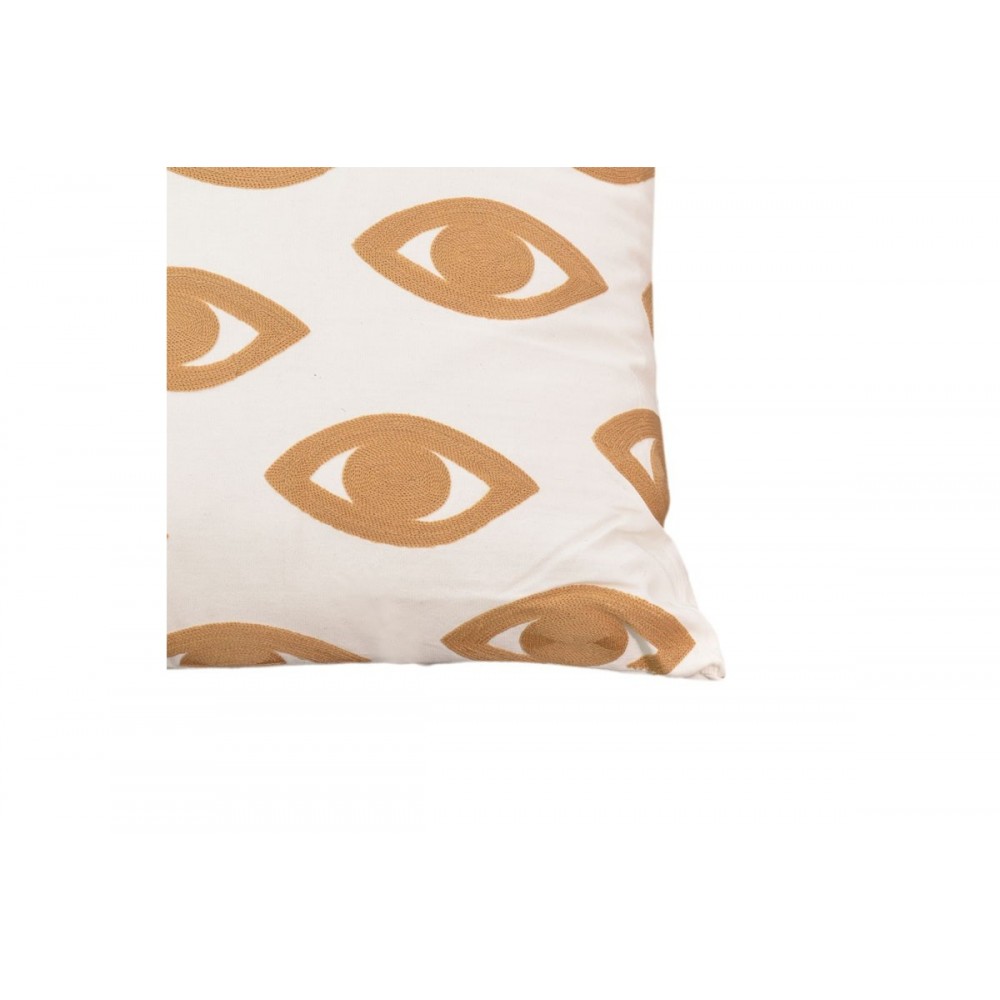 Μαξιλάρι "EYES" από ύφασμα σε φυσικό/λευκό χρώμα 60x60x2.5