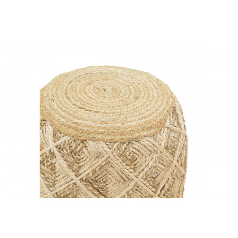 Σκαμπό/πουφ "YTON" από γιούτα σε μπεζ χρώμα 40x40x40