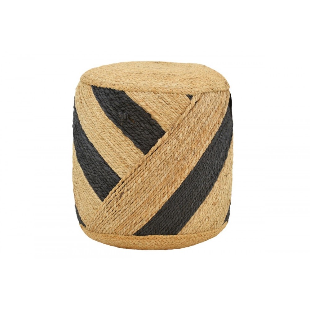 Σκαμπό/πουφ "RELOUS" από γιούτα σε φυσικό/μαύρο χρώμα 40x40x40