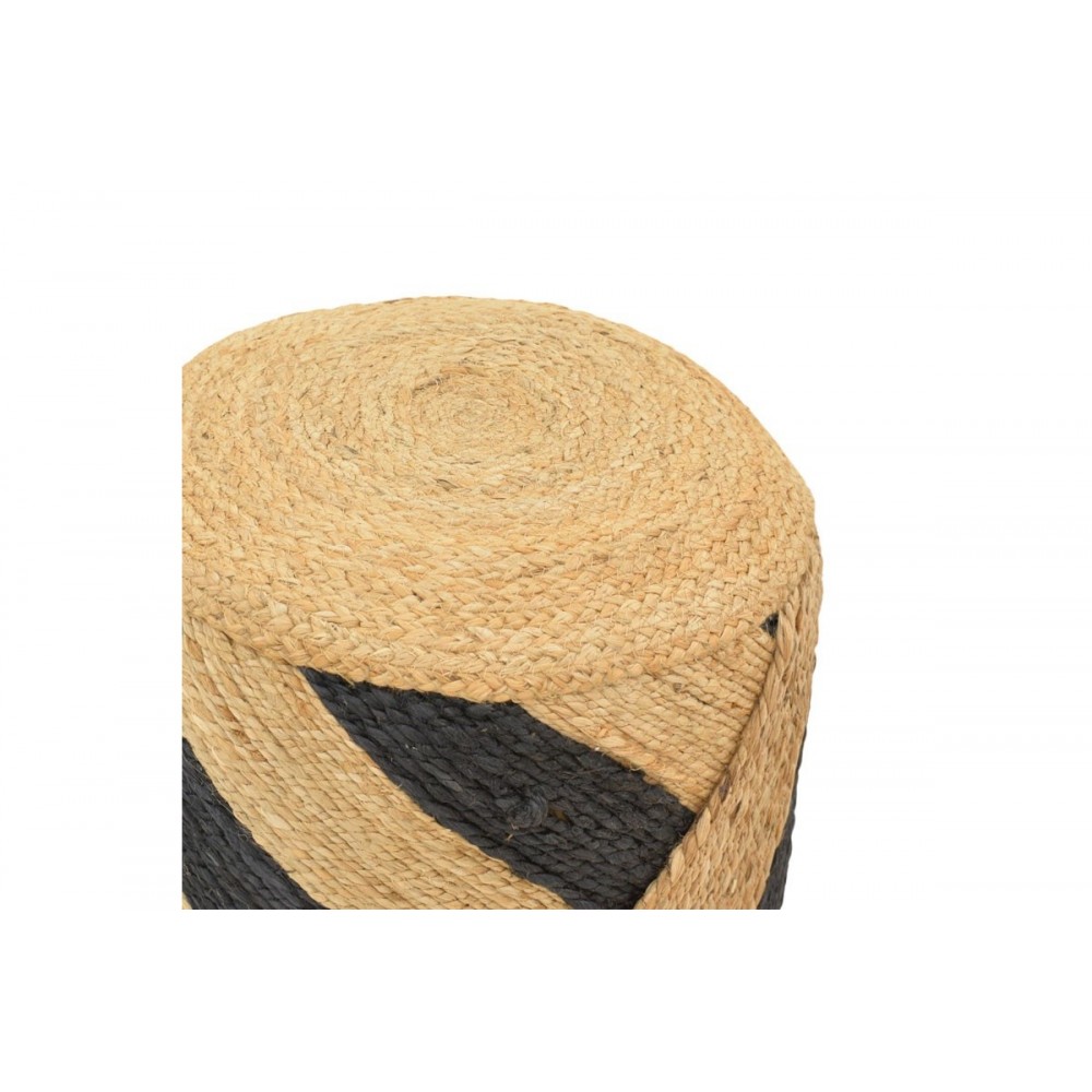 Σκαμπό/πουφ "RELOUS" από γιούτα σε φυσικό/μαύρο χρώμα 40x40x40