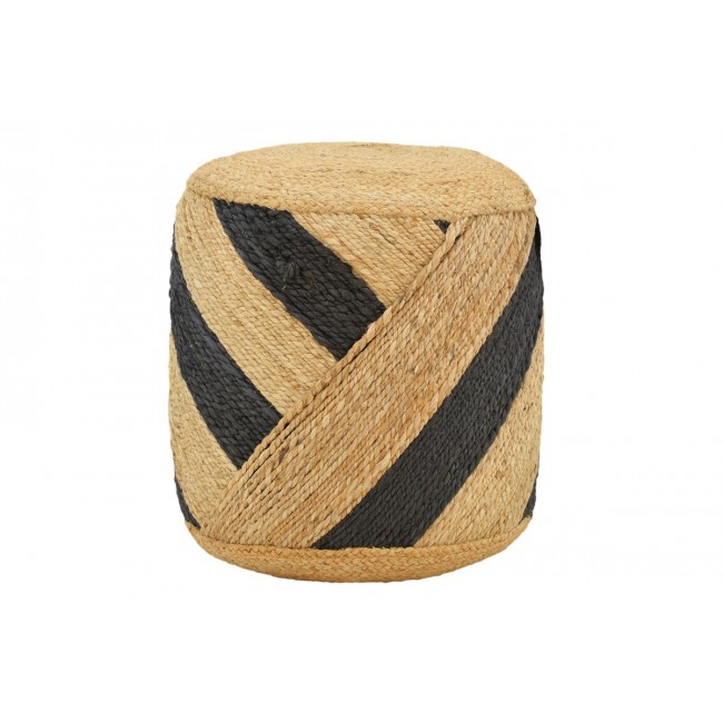Σκαμπό/πουφ "RELOUS" από γιούτα σε φυσικό/μαύρο χρώμα 40x40x40