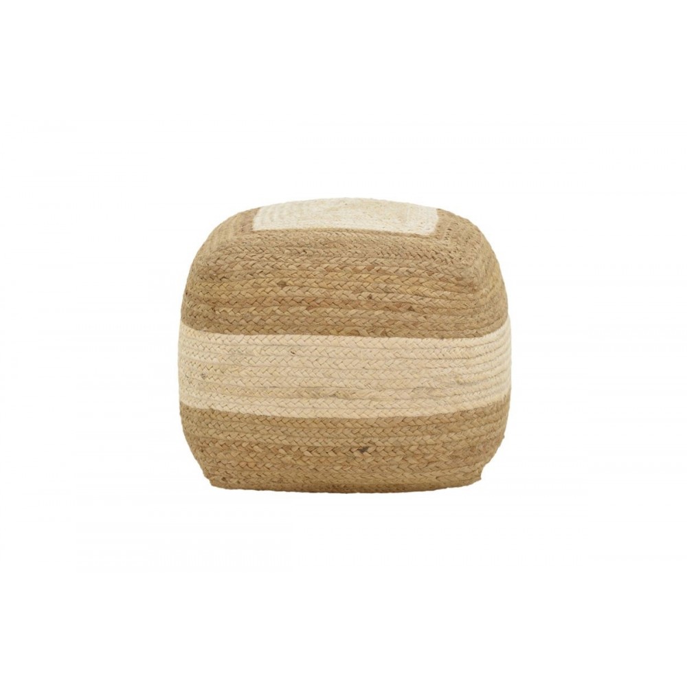 Σκαμπό/πουφ "SOFIAN" από γιούτα σε μπεζ χρώμα 40x40x40