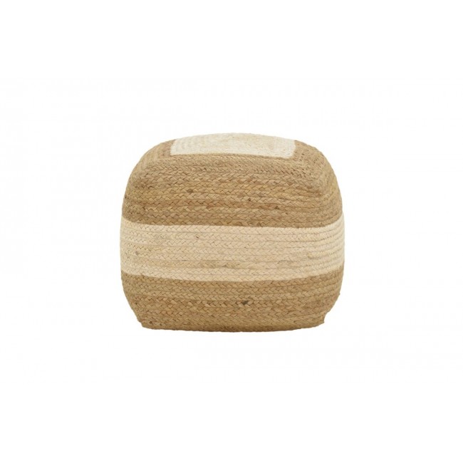 Σκαμπό/πουφ "SOFIAN" από γιούτα σε μπεζ χρώμα 40x40x40