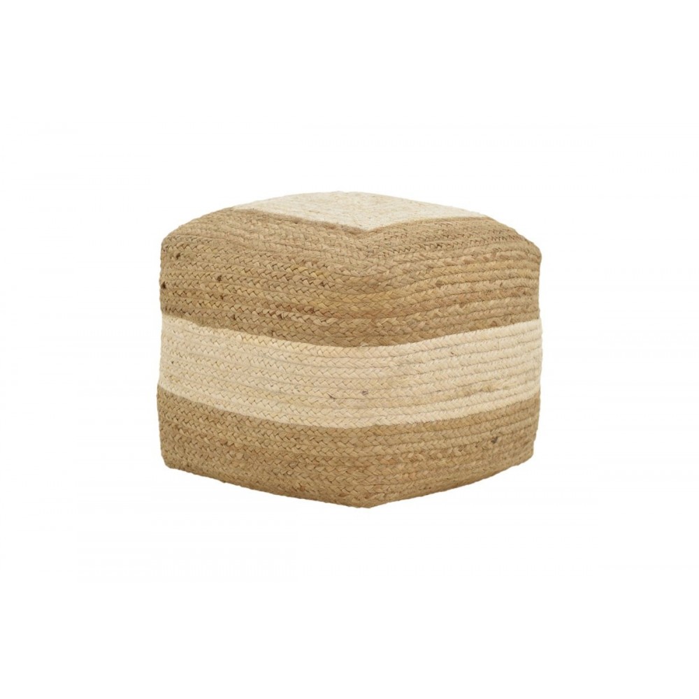 Σκαμπό/πουφ "SOFIAN" από γιούτα σε μπεζ χρώμα 40x40x40