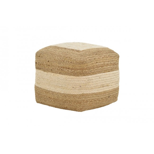 Σκαμπό/πουφ "SOFIAN" από γιούτα σε μπεζ χρώμα 40x40x40