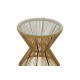 Τραπέζι "MABIL" από γυαλί/rattan σε φυσικό χρώμα Φ50x55