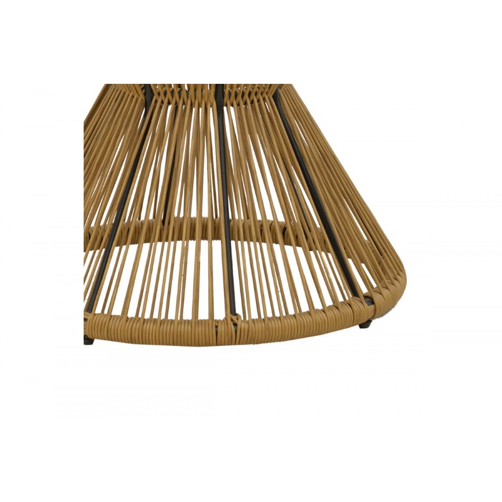 Τραπέζι "MABIL" από γυαλί/rattan σε φυσικό χρώμα Φ50x55