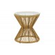 Τραπέζι "MABIL" από γυαλί/rattan σε φυσικό χρώμα Φ50x55