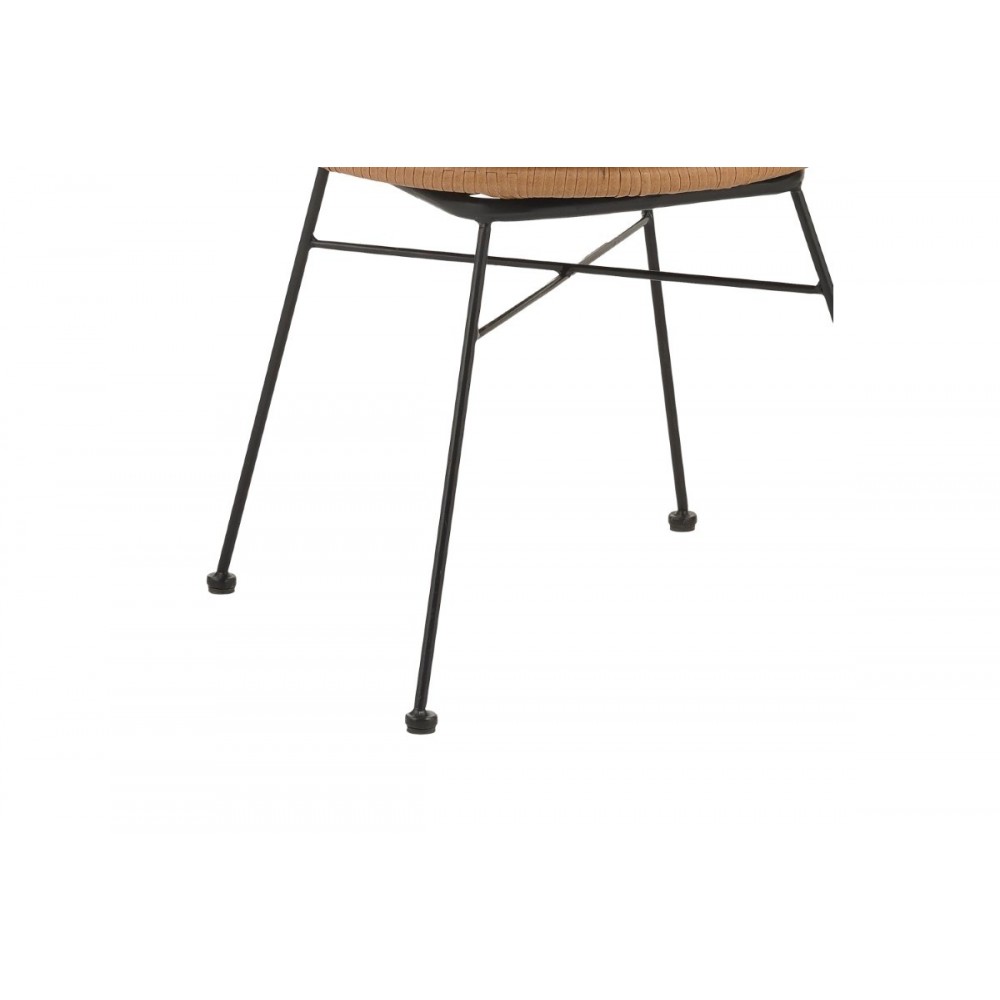 Πολυθρόνα "FELICIA" από rattan/μέταλλο σε φυσικό/μαύρο χρώμα Φ60x81