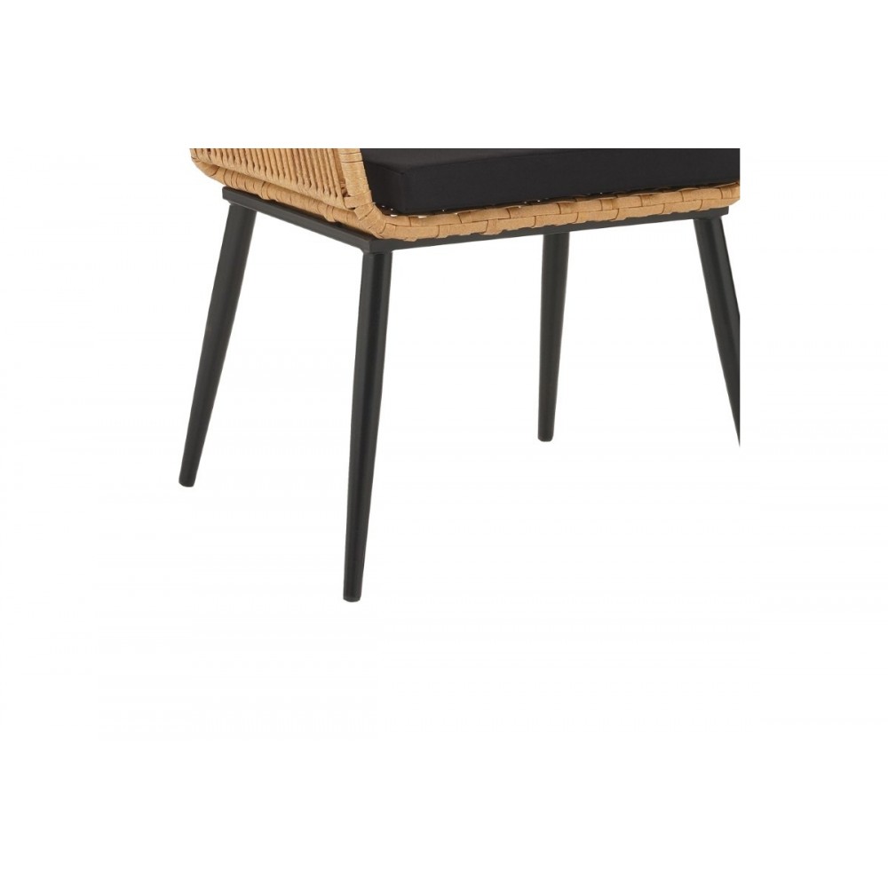 Πολυθρόνα "TANISH" από rattan/μέταλλο σε φυσικό/μαύρο χρώμα 58x58.5x87