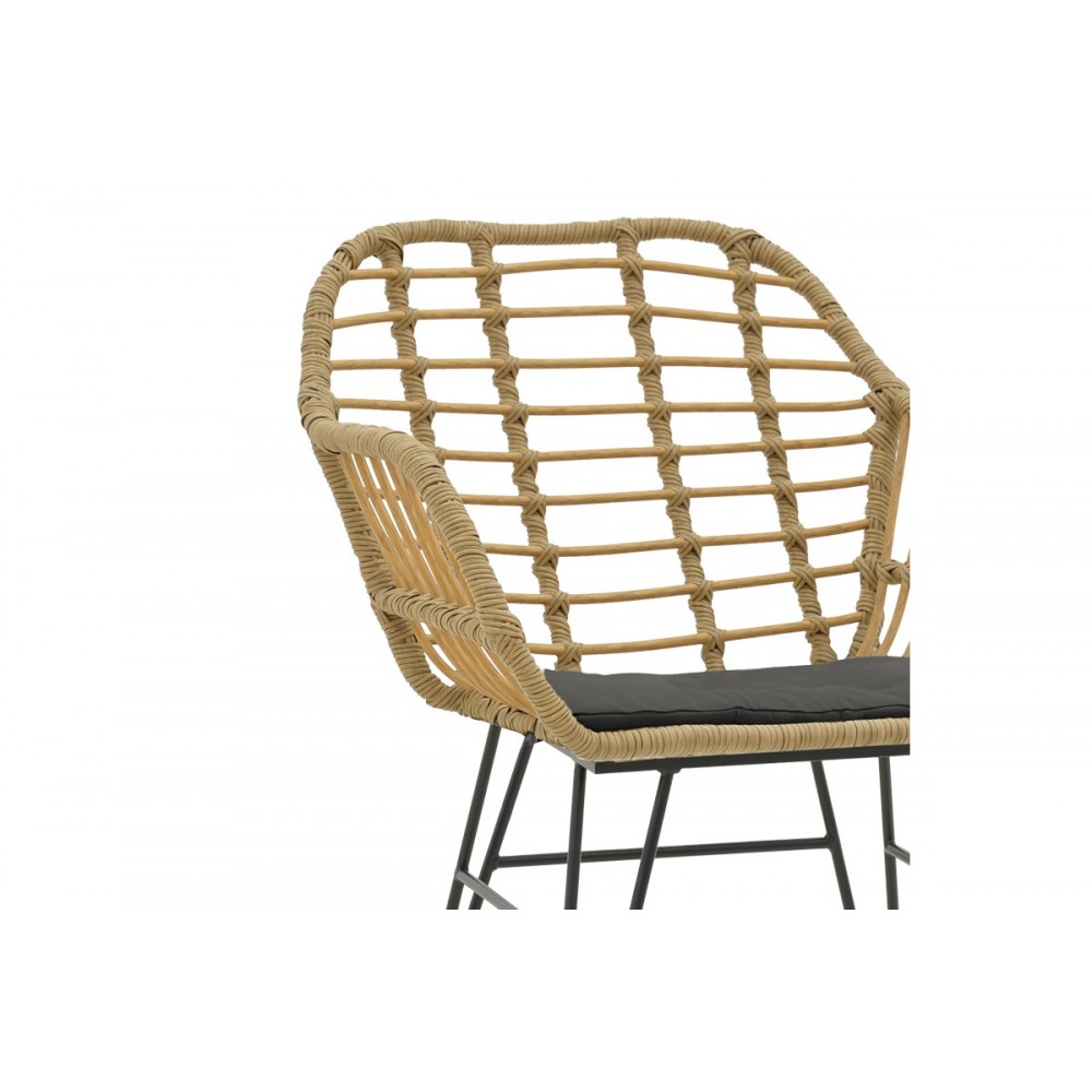 Πολυθρόνα "BULAN" από rattan/μέταλλο σε καφέ/μαύρο χρώμα 58x64x81