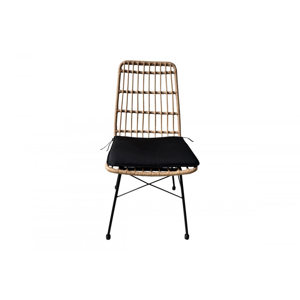 Καρέκλα "ACHILLIA" από rattan/μέταλλο σε καφέ/μαύρο χρώμα 45x60x83