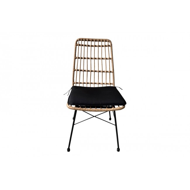 Καρέκλα "ACHILLIA" από rattan/μέταλλο σε καφέ/μαύρο χρώμα 45x60x83