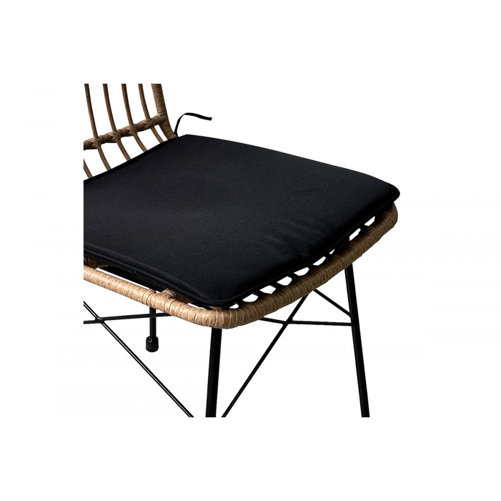 Καρέκλα "ACHILLIA" από rattan/μέταλλο σε καφέ/μαύρο χρώμα 45x60x83