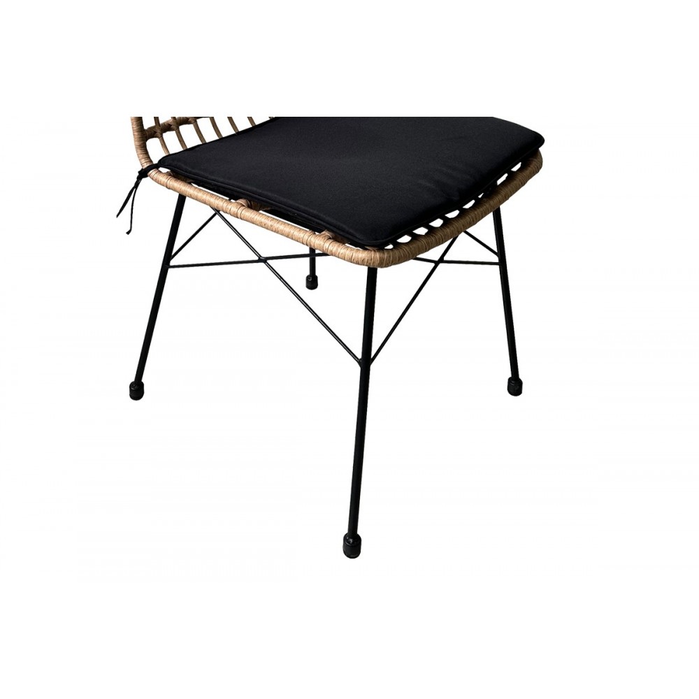 Καρέκλα "ACHILLIA" από rattan/μέταλλο σε καφέ/μαύρο χρώμα 45x60x83