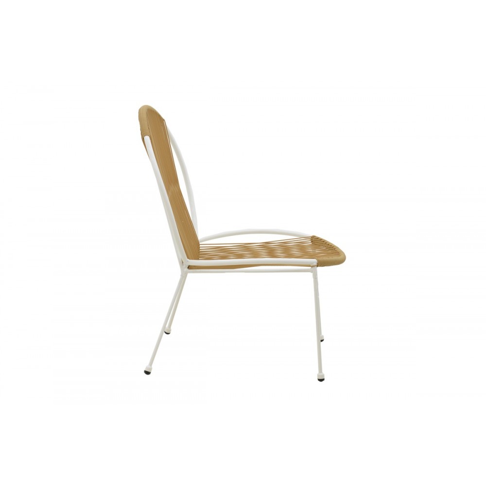Καρέκλα κήπου "DAPPER" από μέταλλο/pe rattan σε λευκό/φυσικό χρώμα 64.5x74.5x76